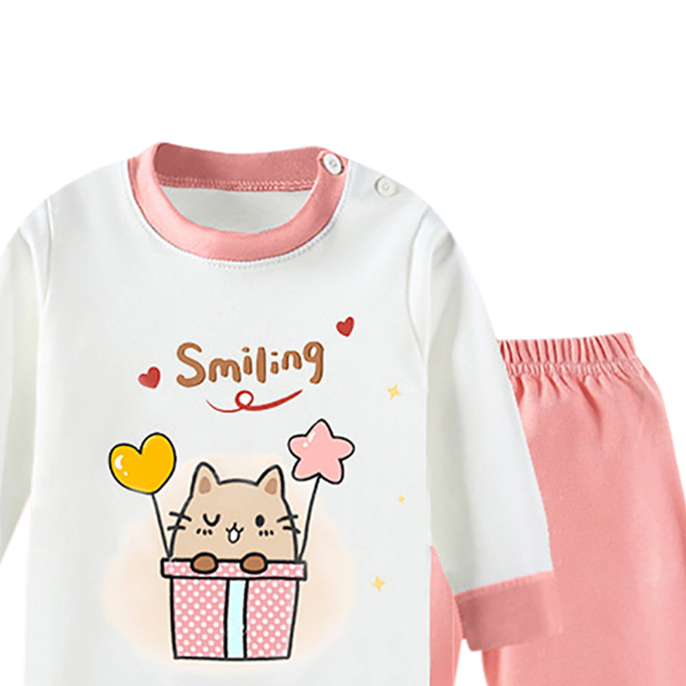 Girls Printed Round Neck Long Sleeves T-Shirt With Jogger