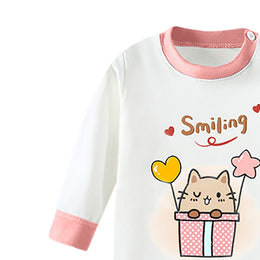 Girls Printed Round Neck Long Sleeves T-Shirt With Jogger