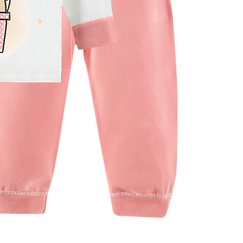 Girls Printed Round Neck Long Sleeves T-Shirt With Jogger