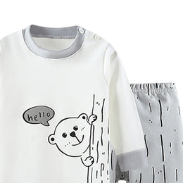 Boys Printed Round Neck Long Sleeves T-Shirt With Jogger