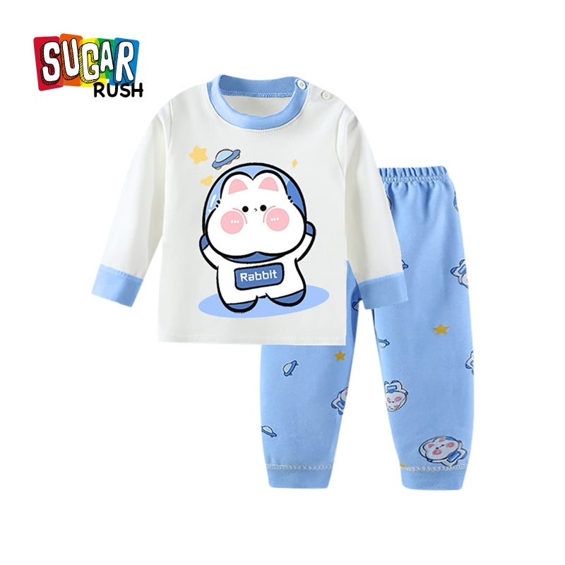 Boys Printed Round Neck Long Sleeves T-Shirt With Jogger