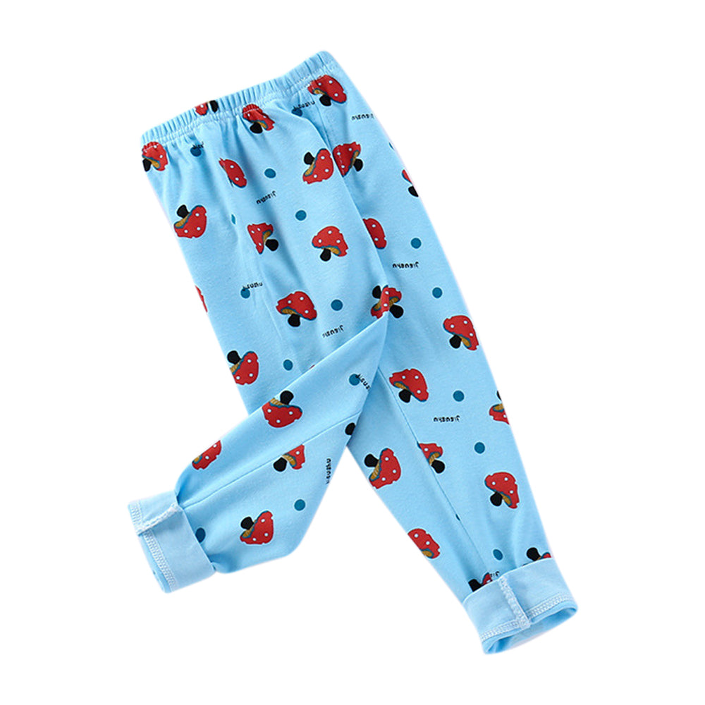Kids Boys Blue & Red Conversational Printed Cotton T-Shirt & Trousers