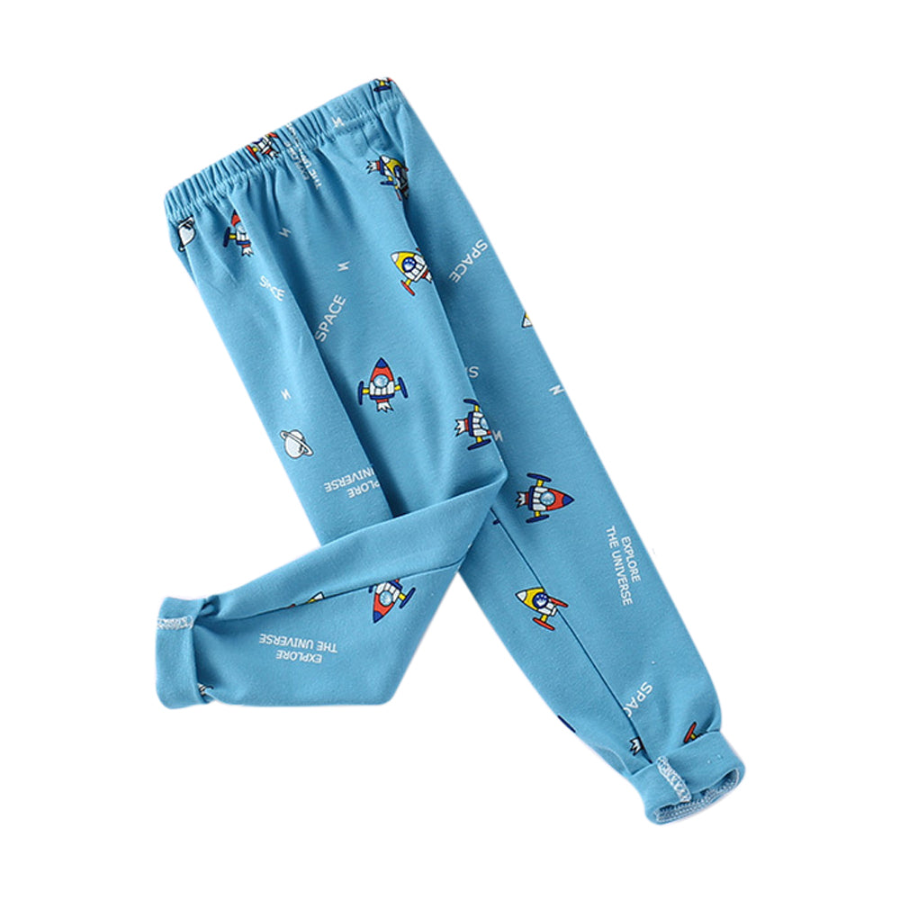 Boys Blue Conversational Printed Pure Cotton T-shirt With Pyjama