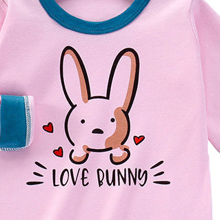Girls Pink Conversational Printed Night Suit
