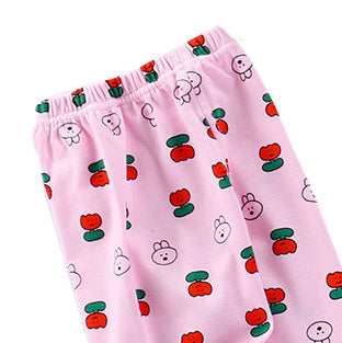 Girls Pink Conversational Printed Night Suit