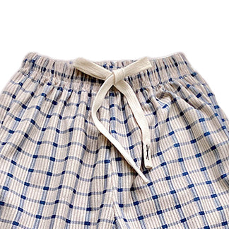 Boys Beige Checked Mid Rise Joggers