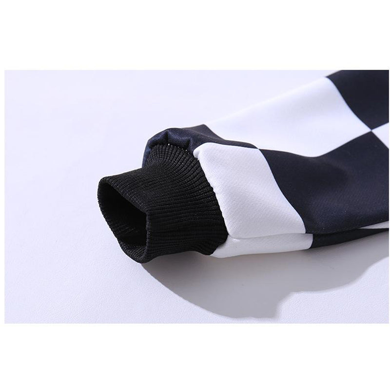 Boys Black & White Checked Round Neck Pullover