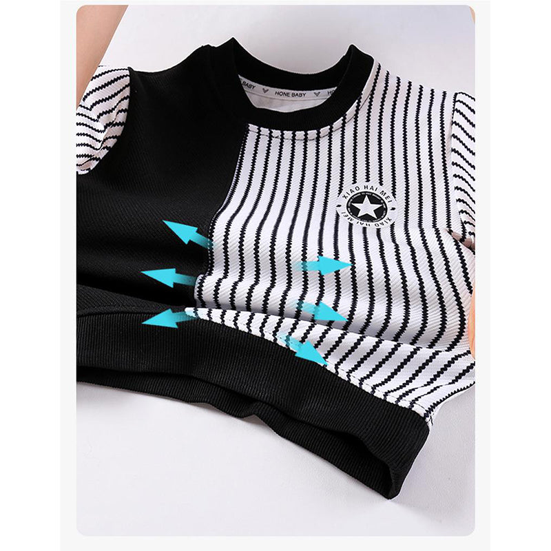 Boys Black Striped Long Sleeve Pullover Sweatshirt