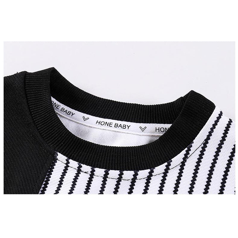 Boys Black Striped Long Sleeve Pullover Sweatshirt