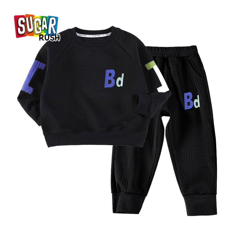 Boys Black Printed T-shirt With Pyjamas