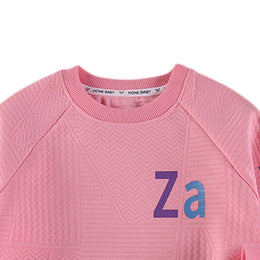 Girls Pink Printed T-shirt with Pyjamas