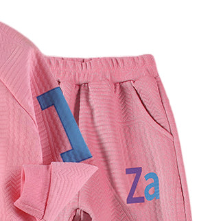 Girls Pink Printed T-shirt with Pyjamas