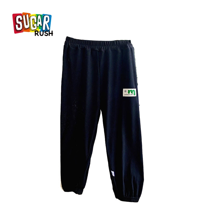 Boys Black Easy Wash High-Rise Joggers