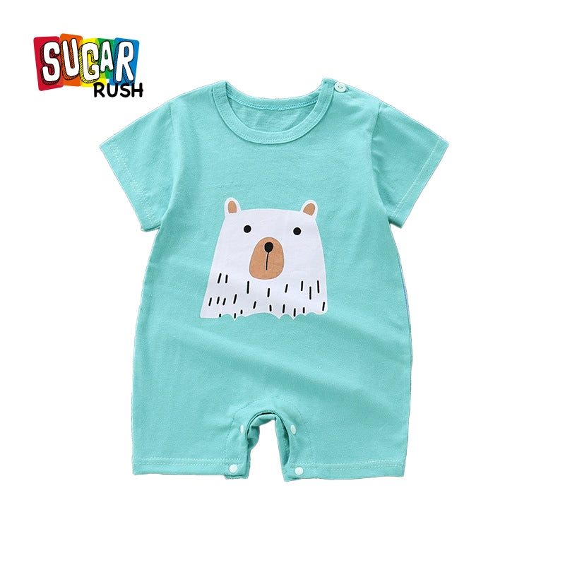 Boys Graphic Printed Round Neck Cotton Rompers