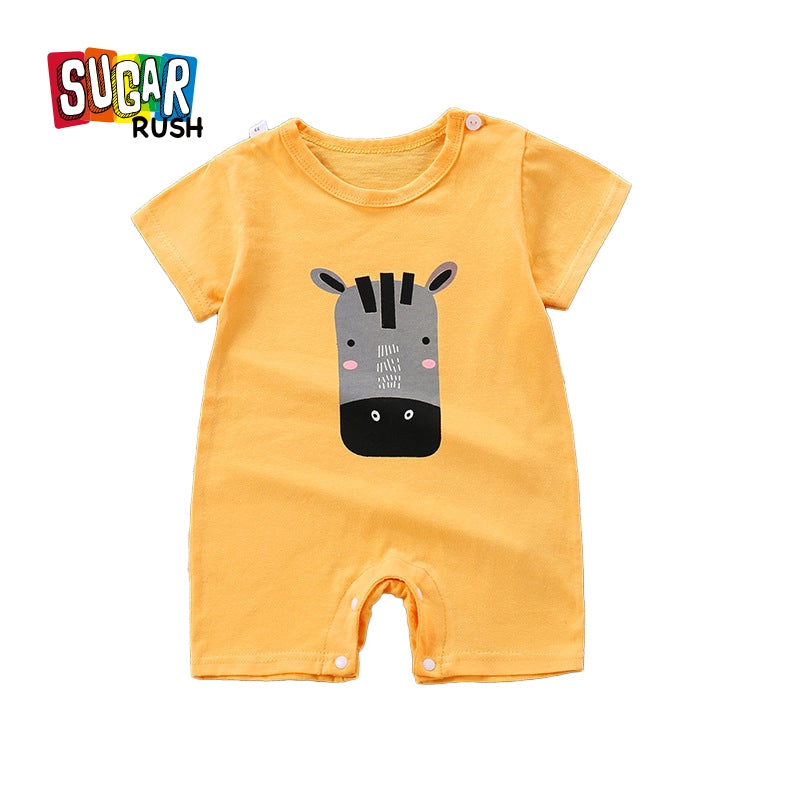 Boys Graphic Printed Round Neck Cotton Rompers