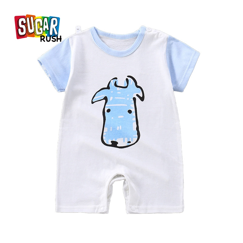Boys Graphic Printed Round Neck Cotton Rompers