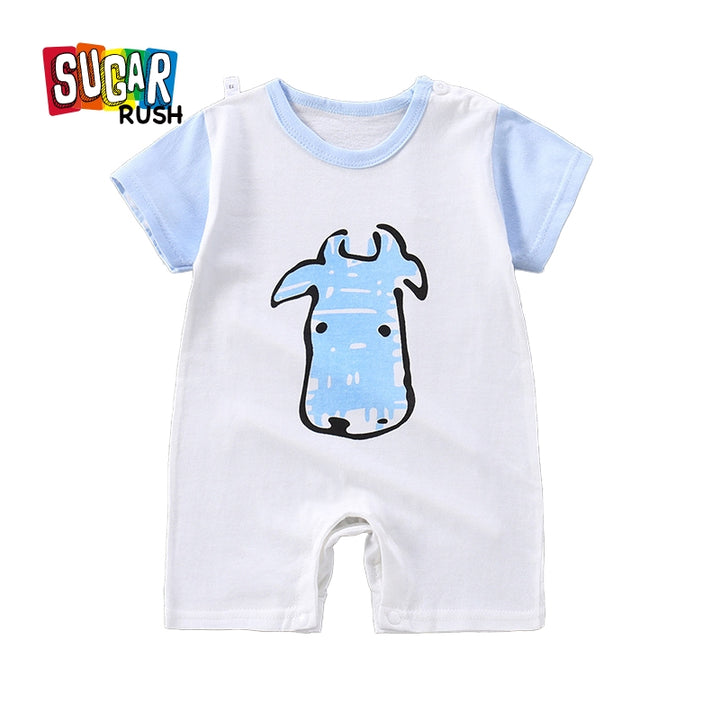 Boys Graphic Printed Round Neck Cotton Rompers