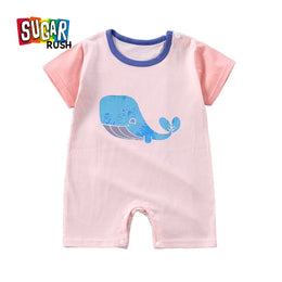 Girls Graphic Printed Round Neck Cotton Rompers