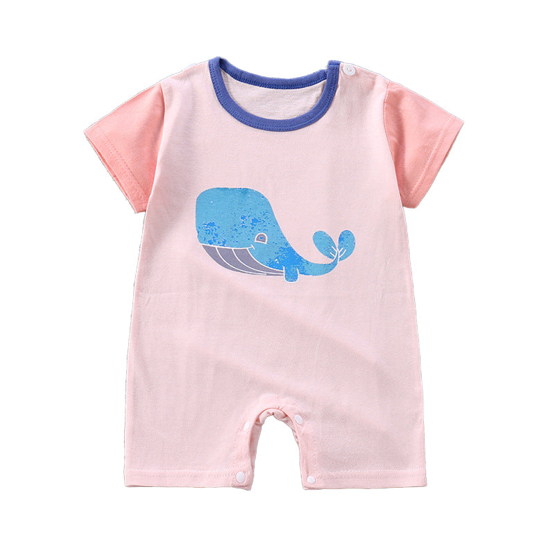 Girls Graphic Printed Round Neck Cotton Rompers