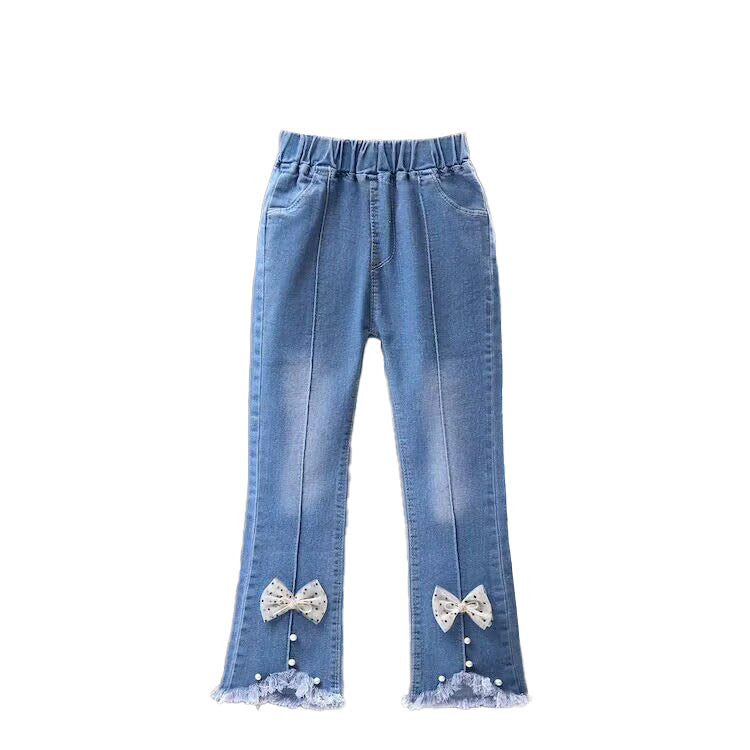Girls Mid-Rise Clean Look Embellished Detail Cotton Jeans