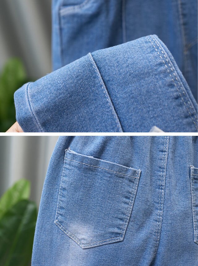 Girls Mid-Rise Clean Look Embellished Detail Cotton Jeans