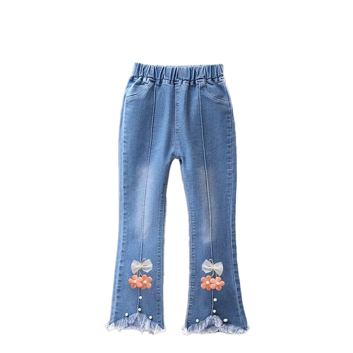 Girls Mid-Rise Clean Look Embellished Detail Cotton Jeans