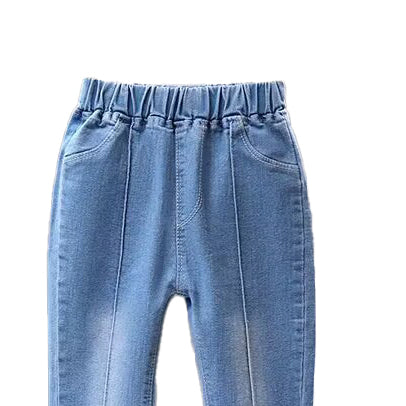 Girls Mid-Rise Clean Look Embellished Detail Cotton Jeans