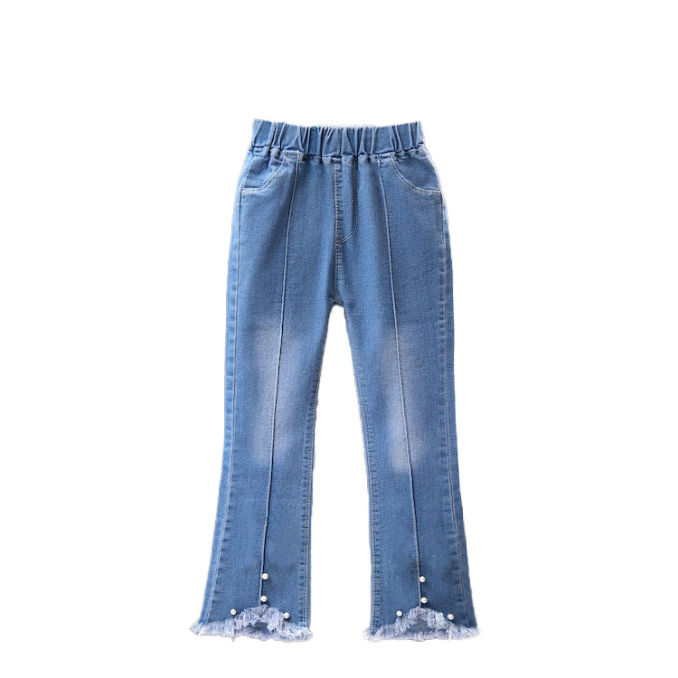 Girls Mid-Rise Clean Look Embellished Detail Cotton Jeans