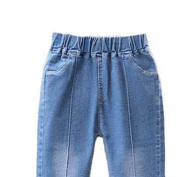 Girls Mid-Rise Clean Look Embellished Detail Cotton Jeans