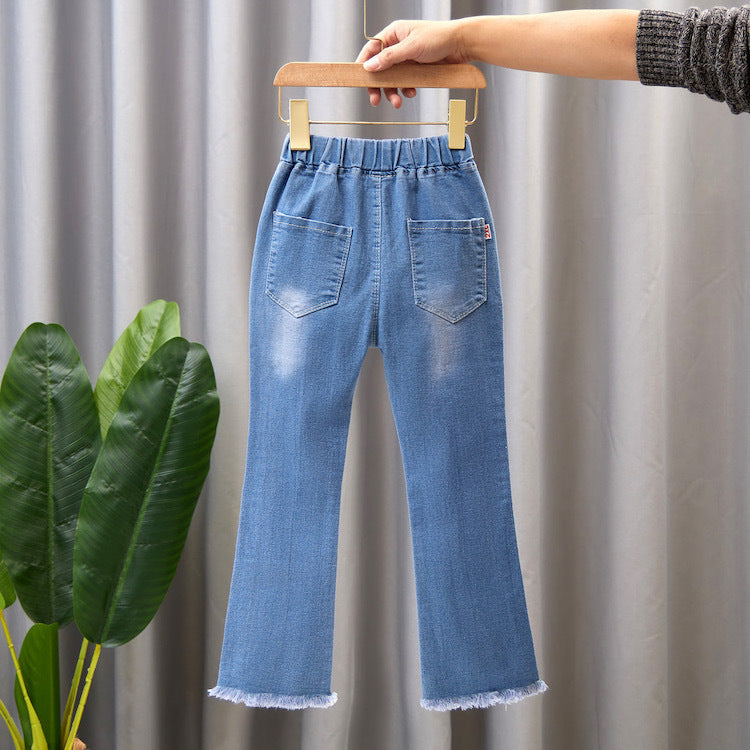 Girls Mid-Rise Clean Look Embellished Detail Cotton Jeans
