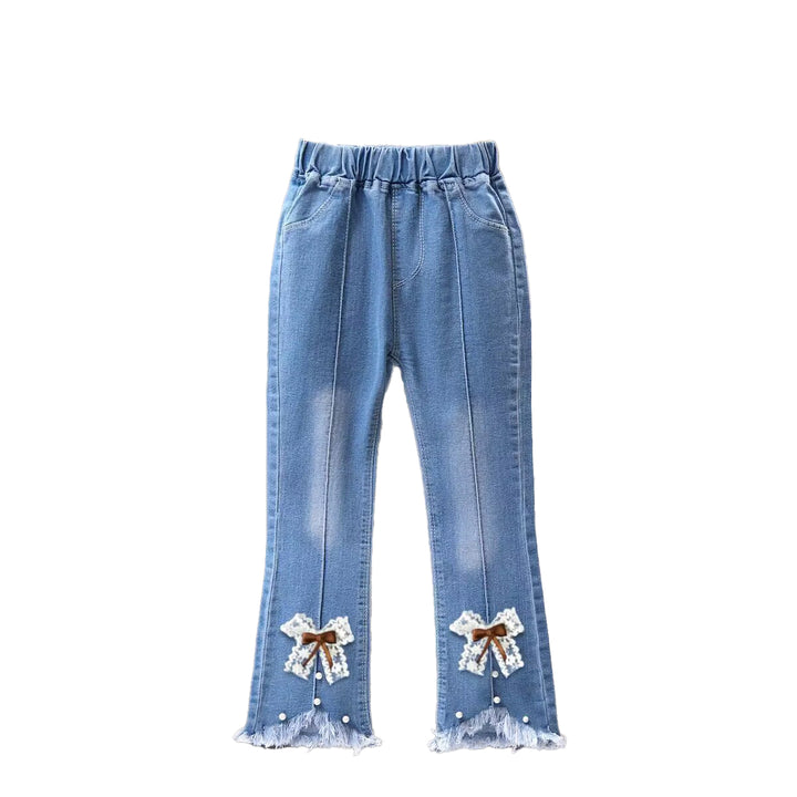 Girls Mid-Rise Clean Look Embellished Detail Cotton Jeans