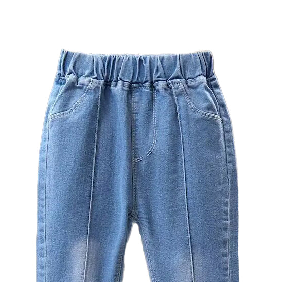 Girls Mid-Rise Clean Look Embellished Detail Cotton Jeans