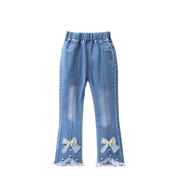 Girls Mid-Rise Clean Look Embellished Detail Cotton Jeans