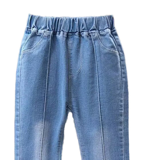 Girls Mid-Rise Clean Look Embellished Detail Cotton Jeans