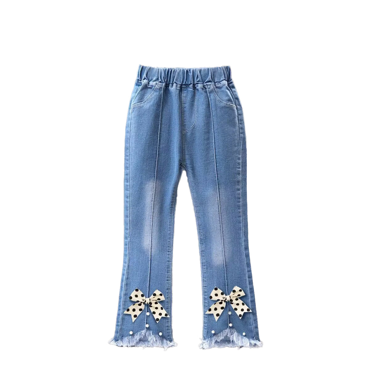 Girls Mid-Rise Light Fade Clean Look Embellished Detail Cotton Jeans