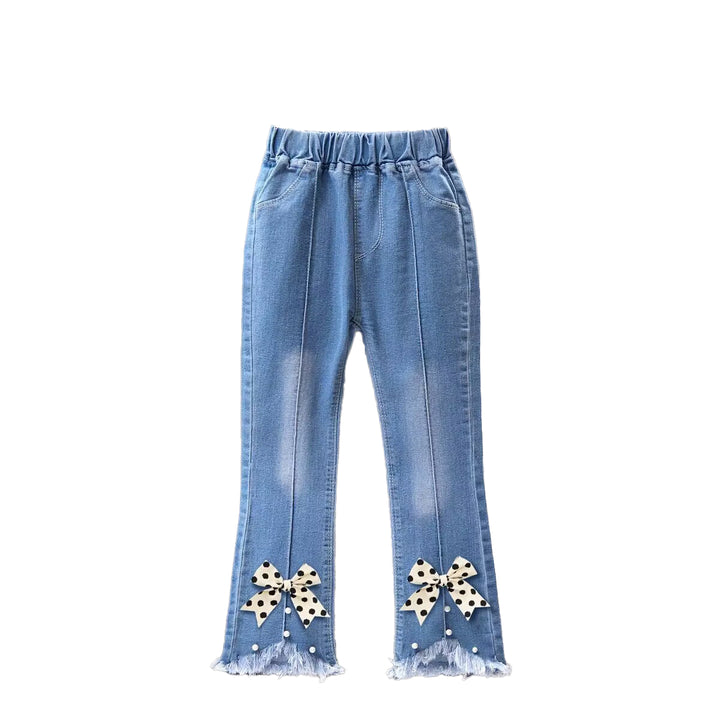 Girls Mid-Rise Light Fade Clean Look Embellished Detail Cotton Jeans