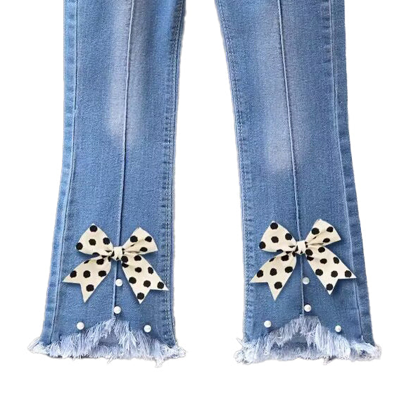 Girls Mid-Rise Light Fade Clean Look Embellished Detail Cotton Jeans