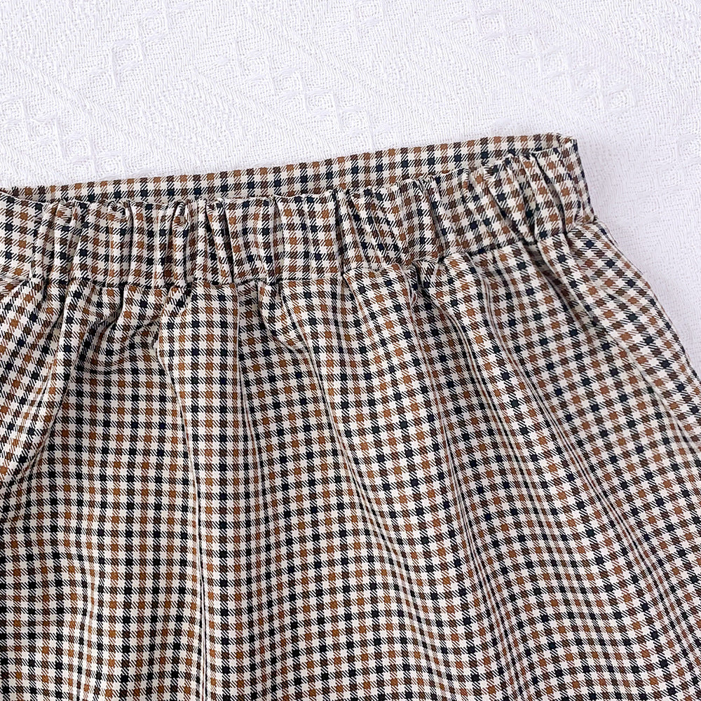 Girls Striped Round Neck Top With Skirt