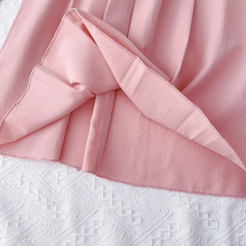 Pink Girls Flutter Sleeves Pleated A-Line Dress
