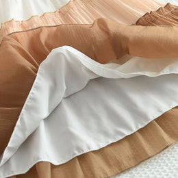 Girls Khaki Colourblocked Peter Pan Collar Layered A-Line Dress