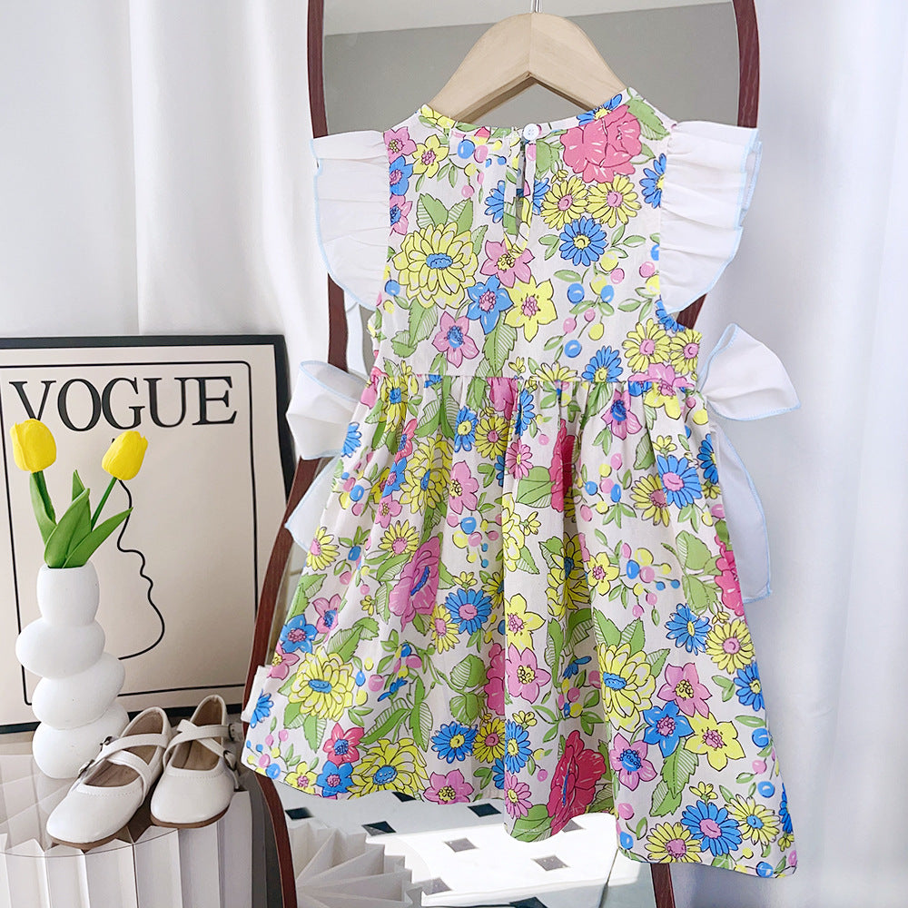 White & Green Floral Printed Fit & Flare Dress