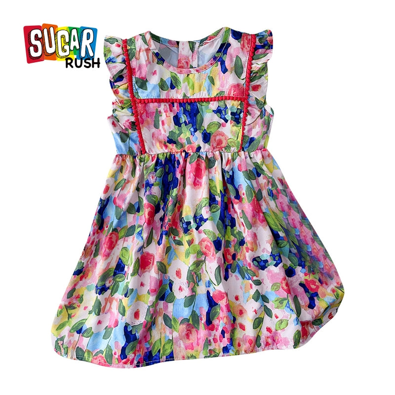 Abstract Print Fit and Flare Dress