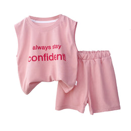 Girls Printed Round Neck Top With Short