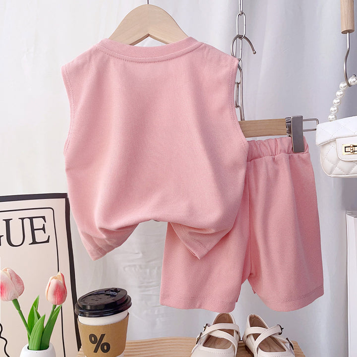 Girls Printed Round Neck Top With Short