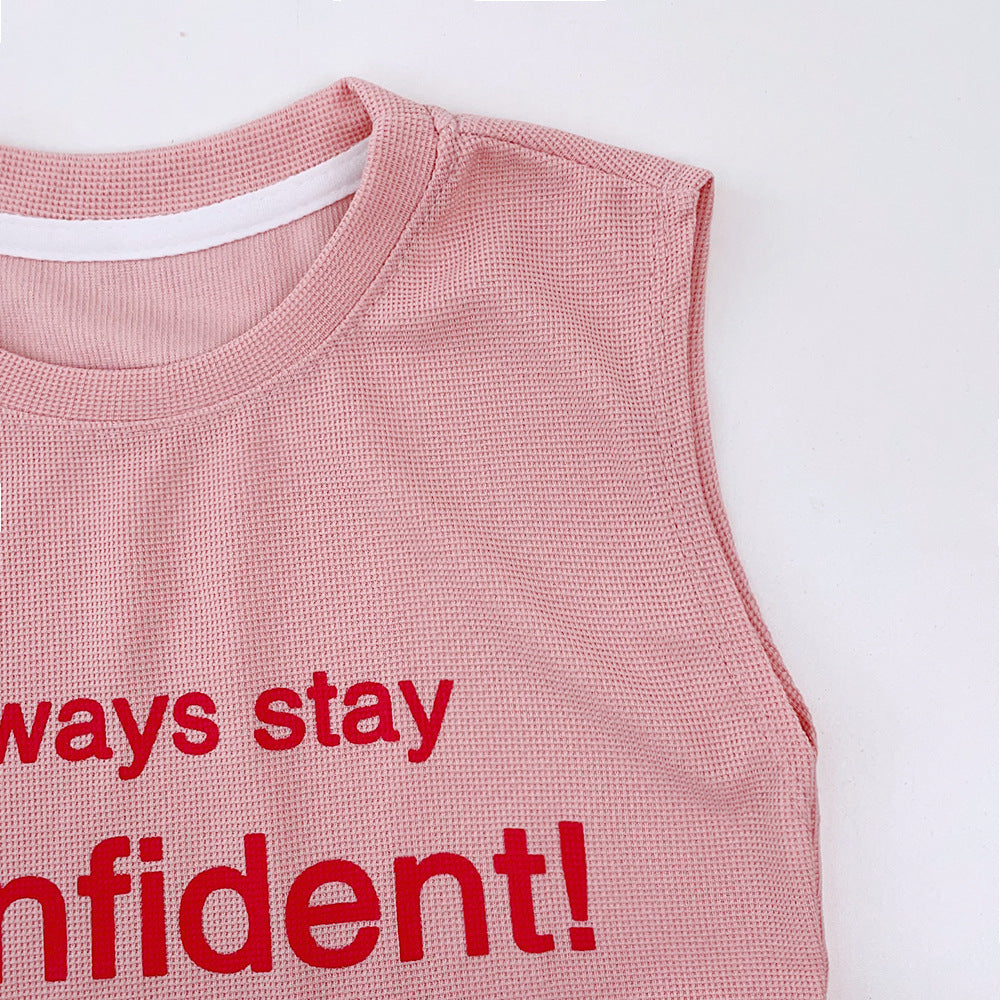 Girls Printed Round Neck Top With Short