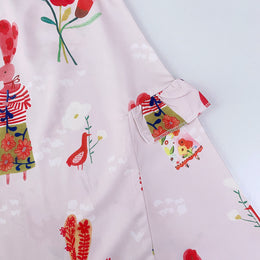 Girls Graphic Printed Flutter Sleeves Fit & Flare Midi Dress