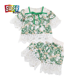 Girls Floral Printed Top With Shorts