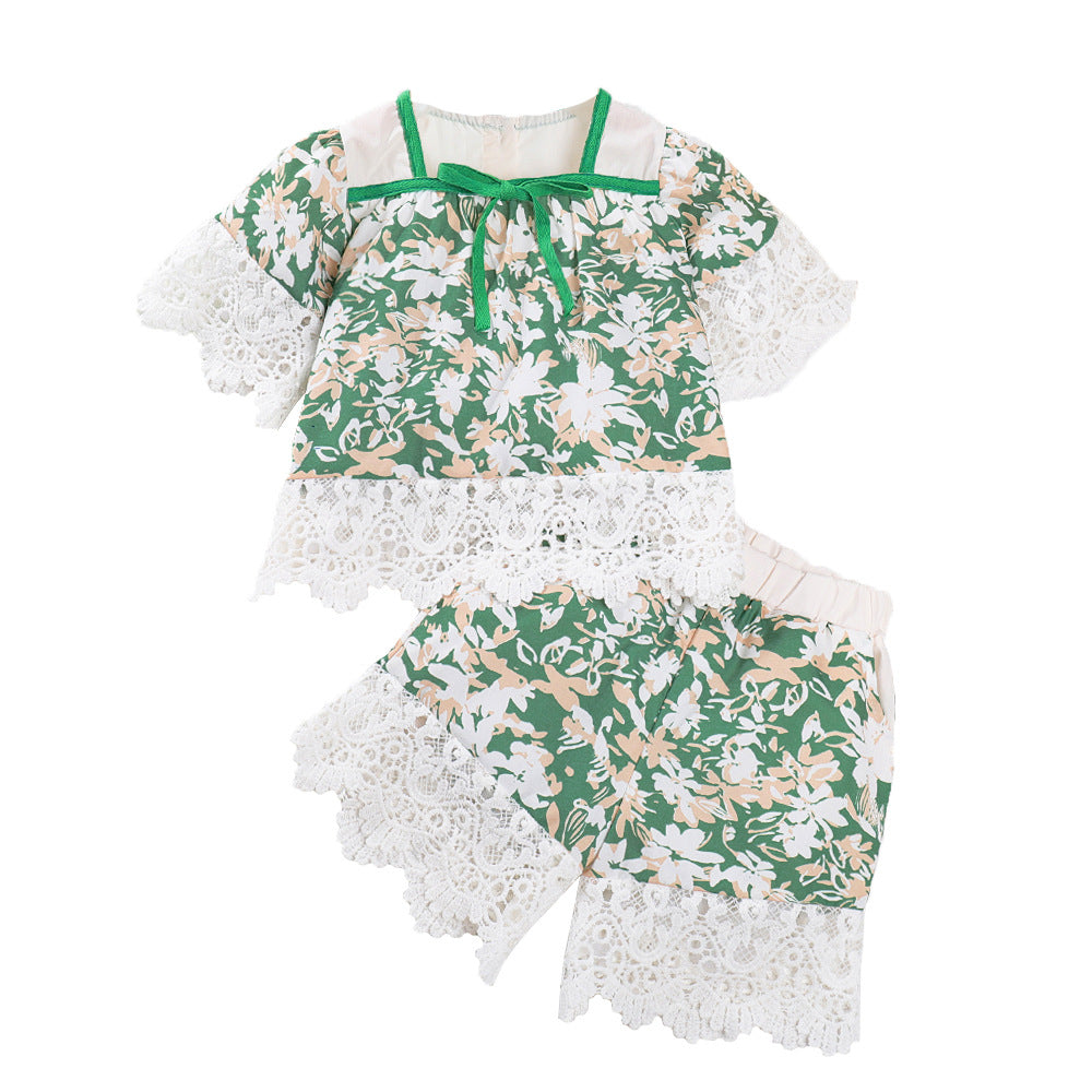 Girls Floral Printed Top With Shorts