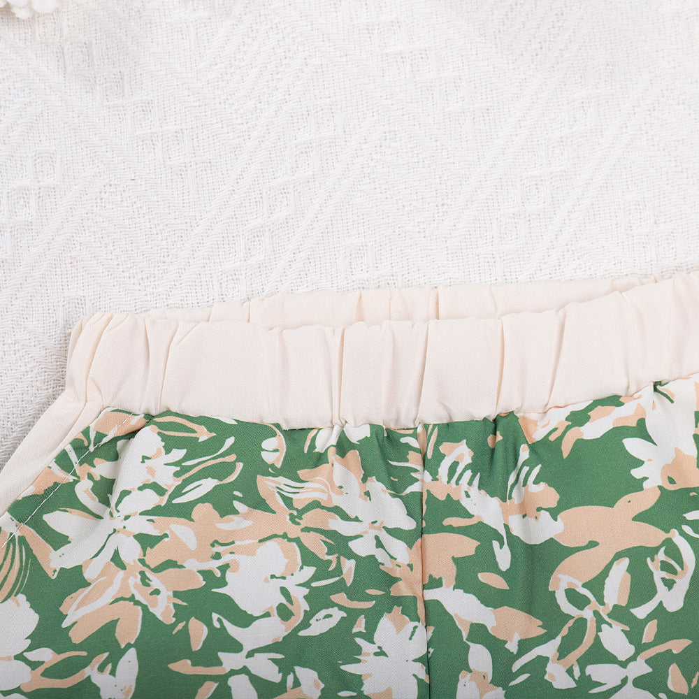 Girls Floral Printed Top With Shorts