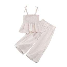 Girls Sleeveless Pure Cotton Top With Trouser